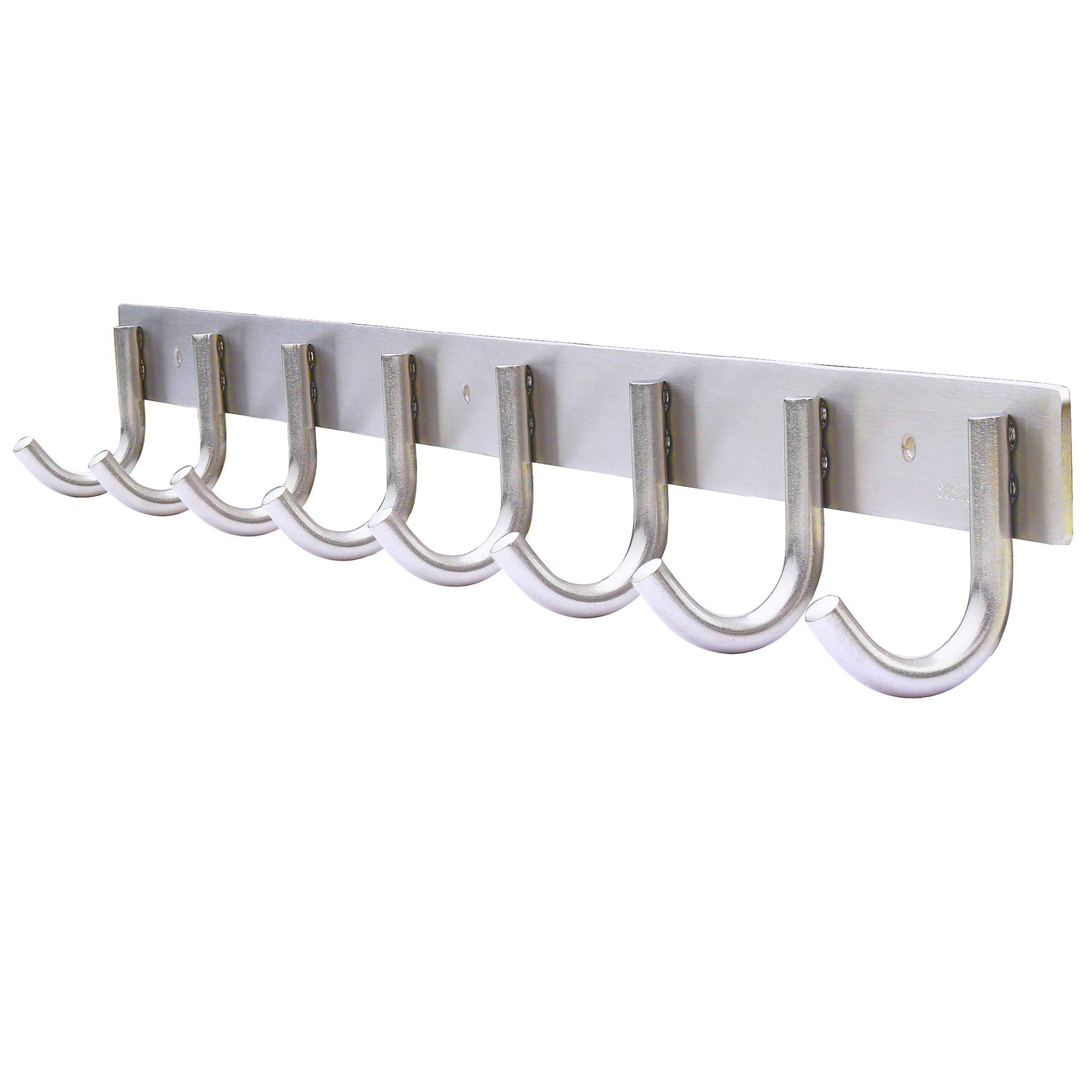 6Hook, Satin, 2 Pack WEBI Wall Mounted Coat Hooks 171/8 Stainless