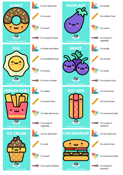 Flashcard & Game FOOD Set: Is it noun/adjective? – Hal And Steve English