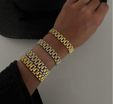 TWO TONED WATCH BAND BRACELETS