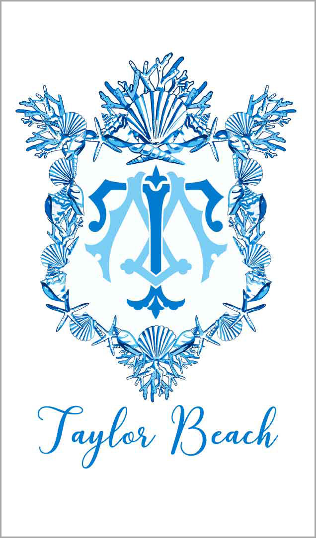 Seashell Crest, Indigo, Enclosure Cards