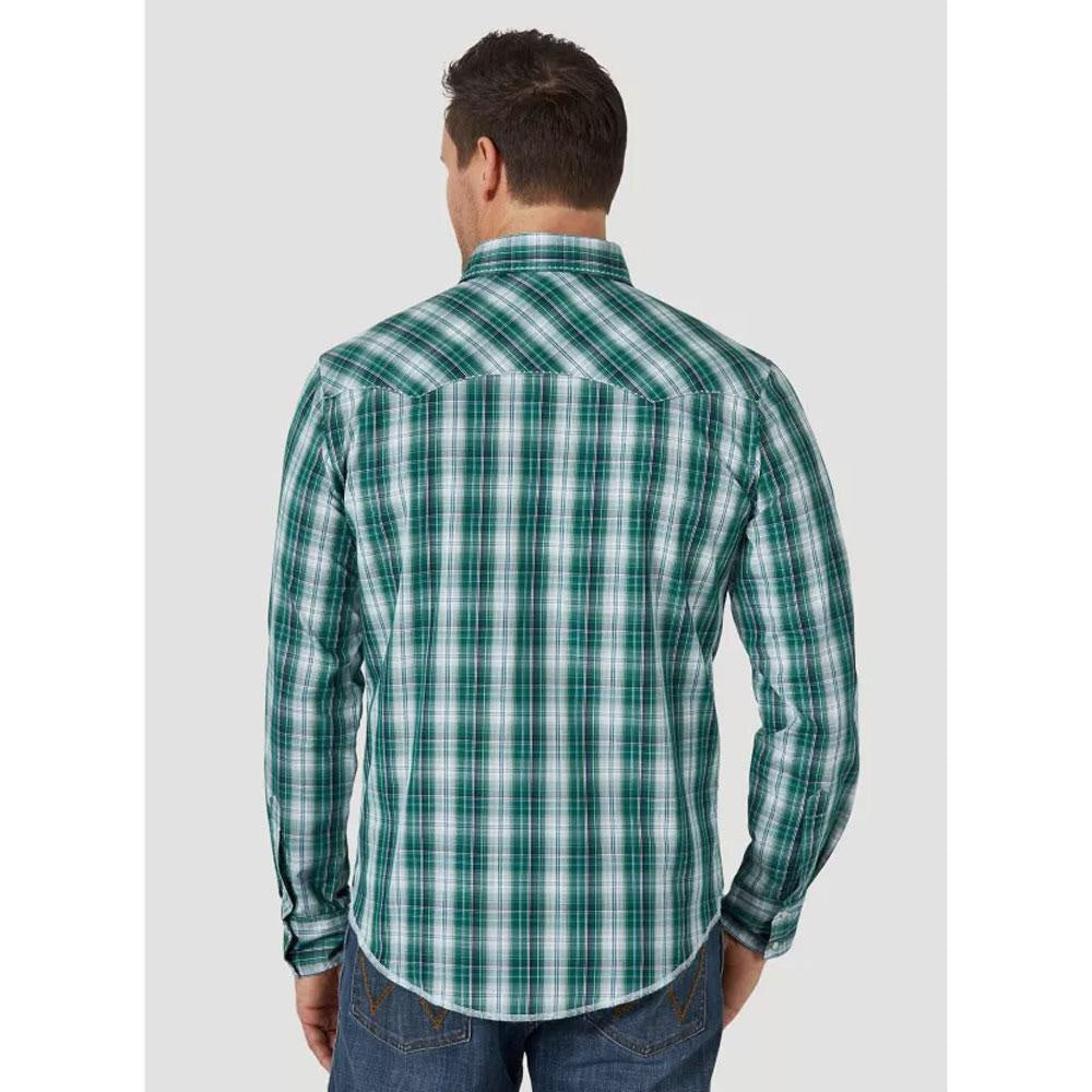 Men's Wrangler Green Plaid Pearl Snap Long Sleeve Shirt – Baughman's  Western Outfitters