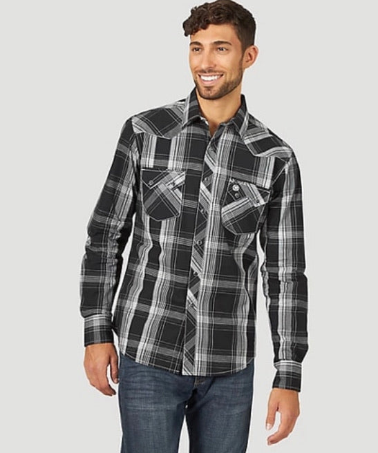 Men's Wrangler Retro Long Sleeve Shirt MVR474X Black – Baughman's Western  Outfitters