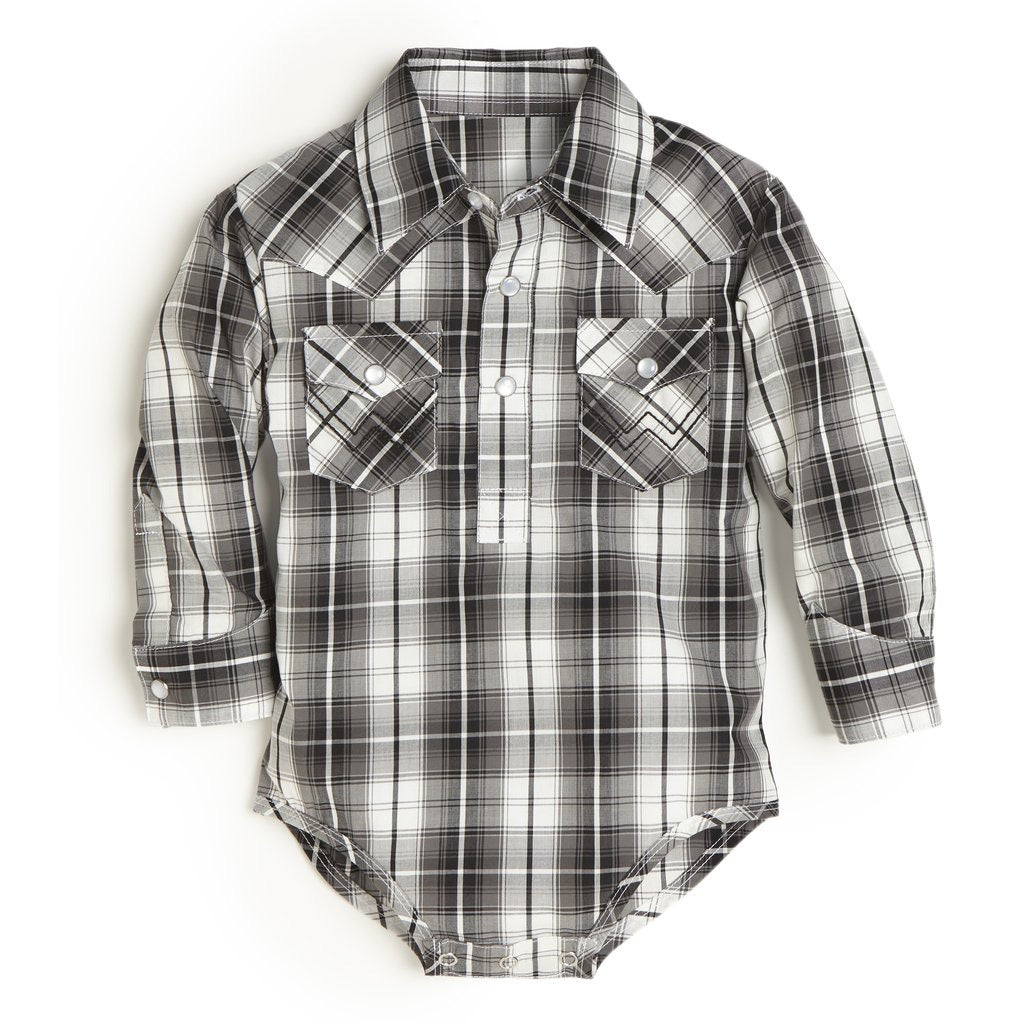 Baby Wrangler Black Plaid Pearl Snap Onesie – Baughman's Western Outfitters