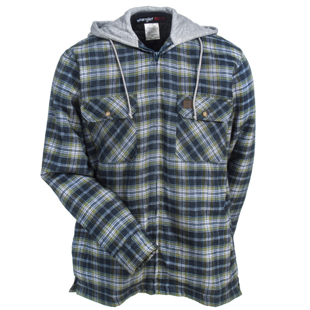 Men's Wrangler RIGGS Navy & Green Hooded Flannel Jacket – Baughman's  Western Outfitters