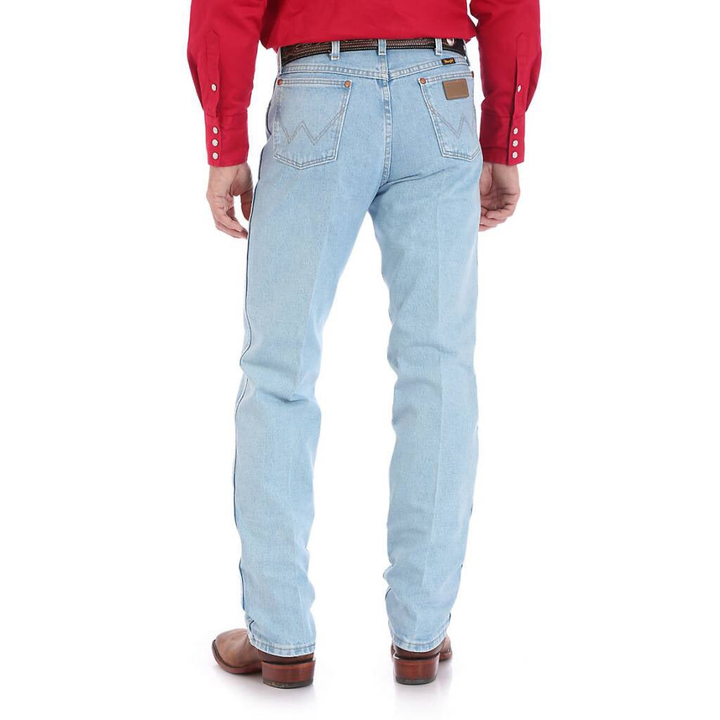Men's Wrangler Cowboy Cut Original Fit Bleach Indigo Prewashed Jeans –  Baughman's Western Outfitters