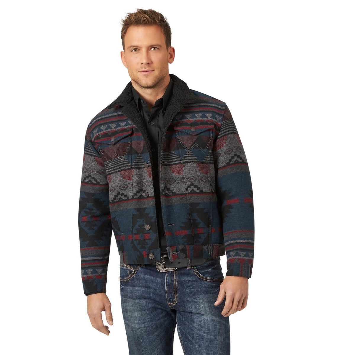 Men's Wrangler Sherpa Lined Jacquard Print Jacket – Baughman's Western  Outfitters