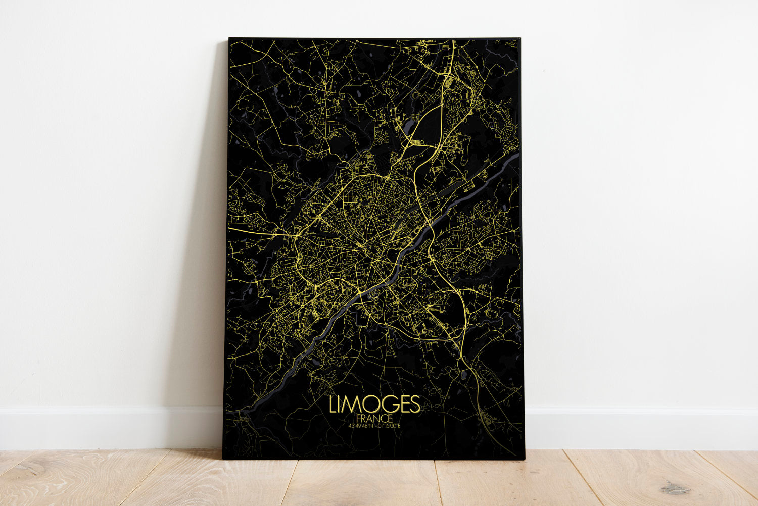 Limoges France Large City Map Print Custom Poster Wall Art   NIGHT FULL LIMOGES 