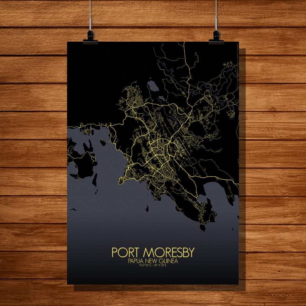 Port Moresby Night full page design poster city map