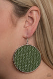 Green leather earrings