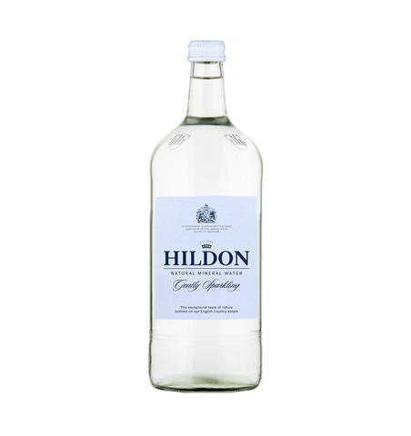 Simple image of Hildon 'gently sparkling' 1 litre bottle - white label