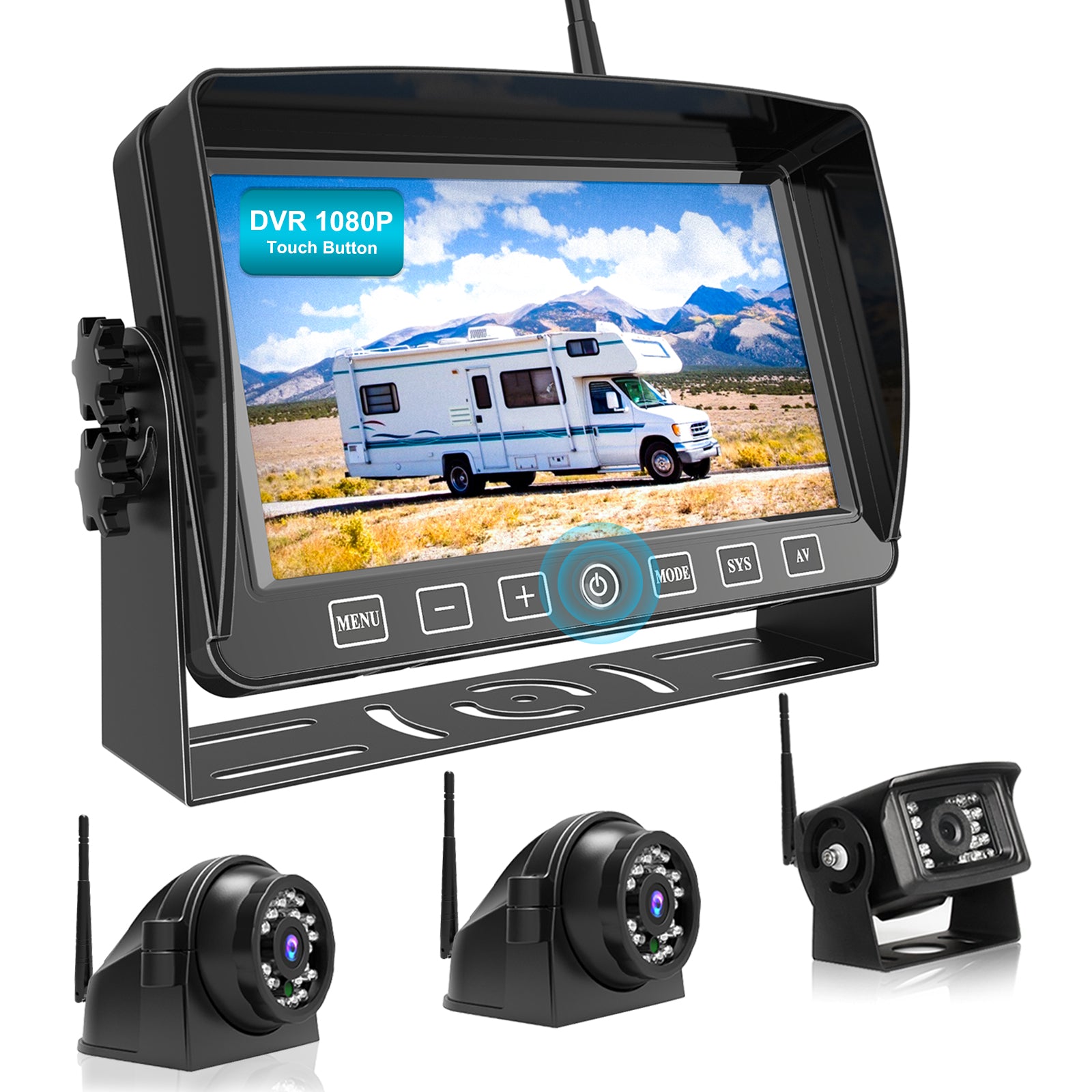 Fookoo Ⅱ HD 1080P Backup Camera System Kit,7'' DVR Dual Split