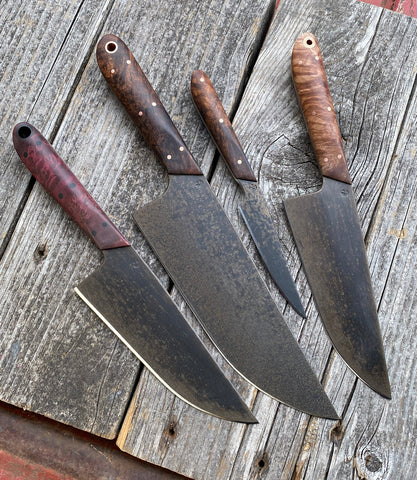 Kitchen knife set. Essential knives for the home kitchen. Redroot blades. 