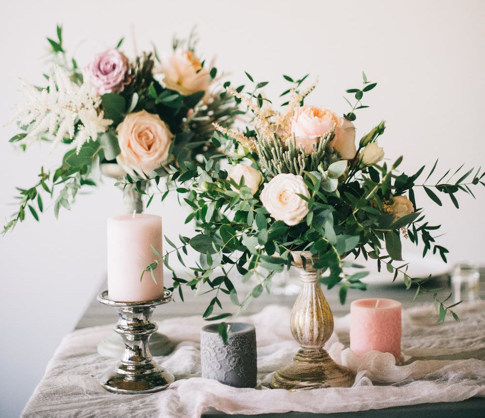 Candles and flowers