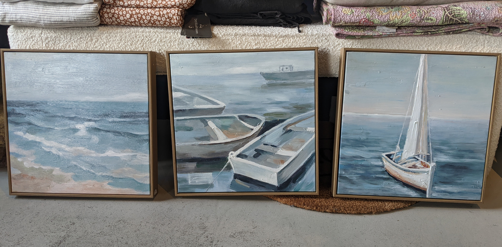 Seaside prints with Oak Frame