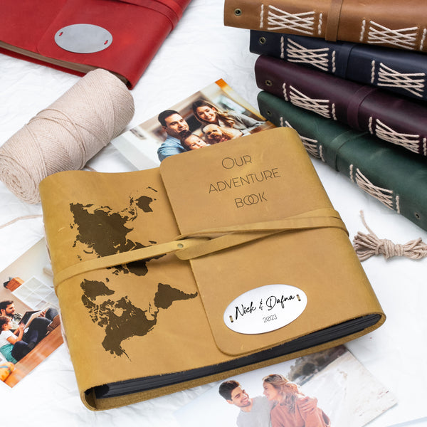 Our Adventure Book, Travel Photo Album, Personalized Leather