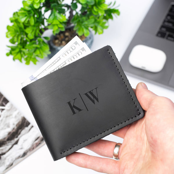  Personalized Engraved Monogrammed Mens Leather Wallet