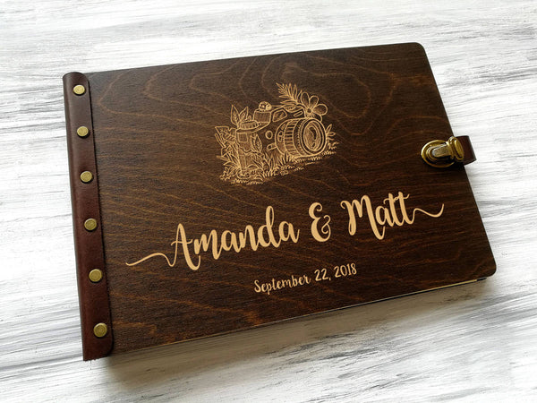 Custom Wedding Guest Book/personalized Leather Photo Album/scrapbook  Album/our Adventure Book/adventure Awaits/wedding Gift/anniversary Gift 