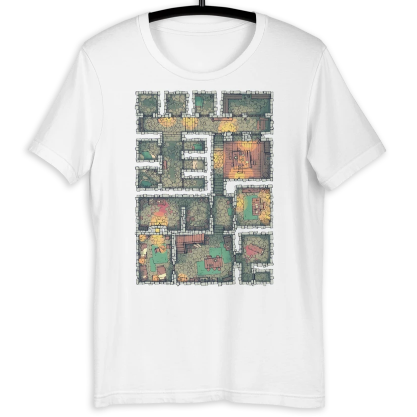 The Dungeon T-Shirt (White) for RPG Tabletop fans