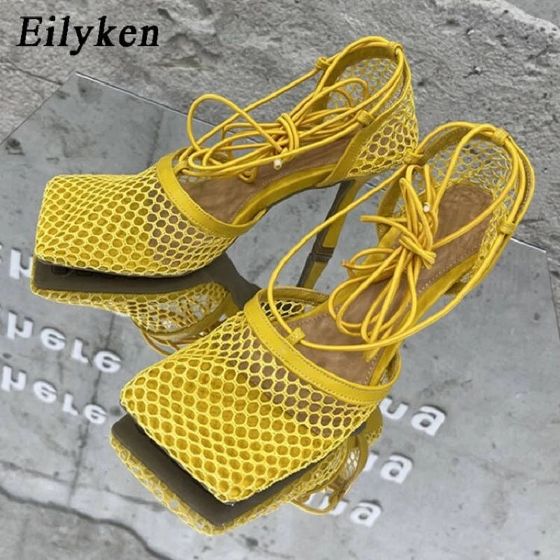 2022 New Sexy Yellow  Sandals  high heel