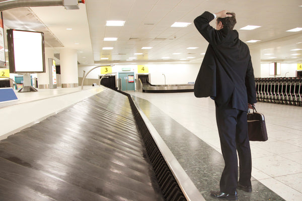 Lost luggage at airport baggage claim