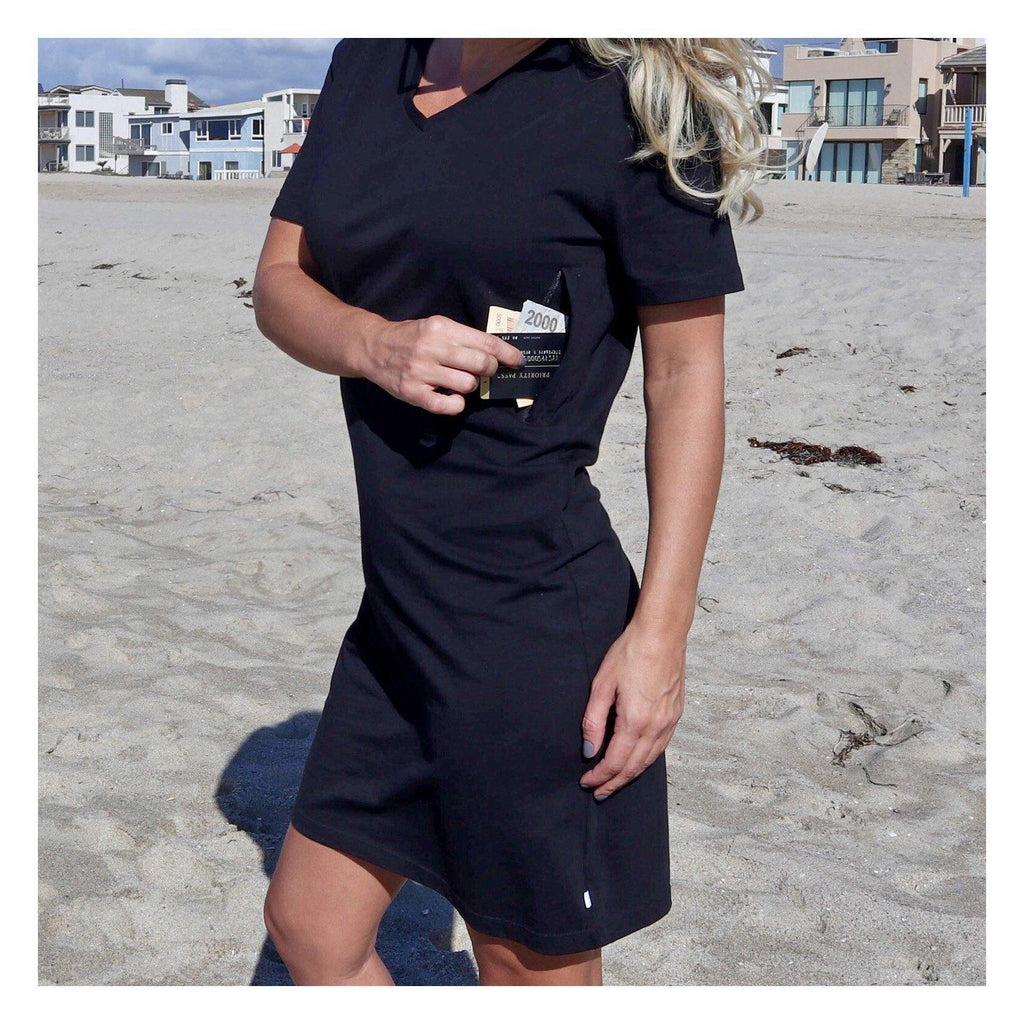 black travel dress with pockets