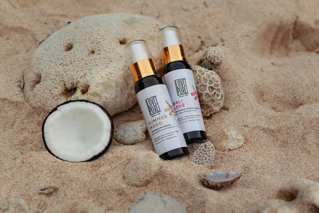 healing body mists duo in a beachy environment