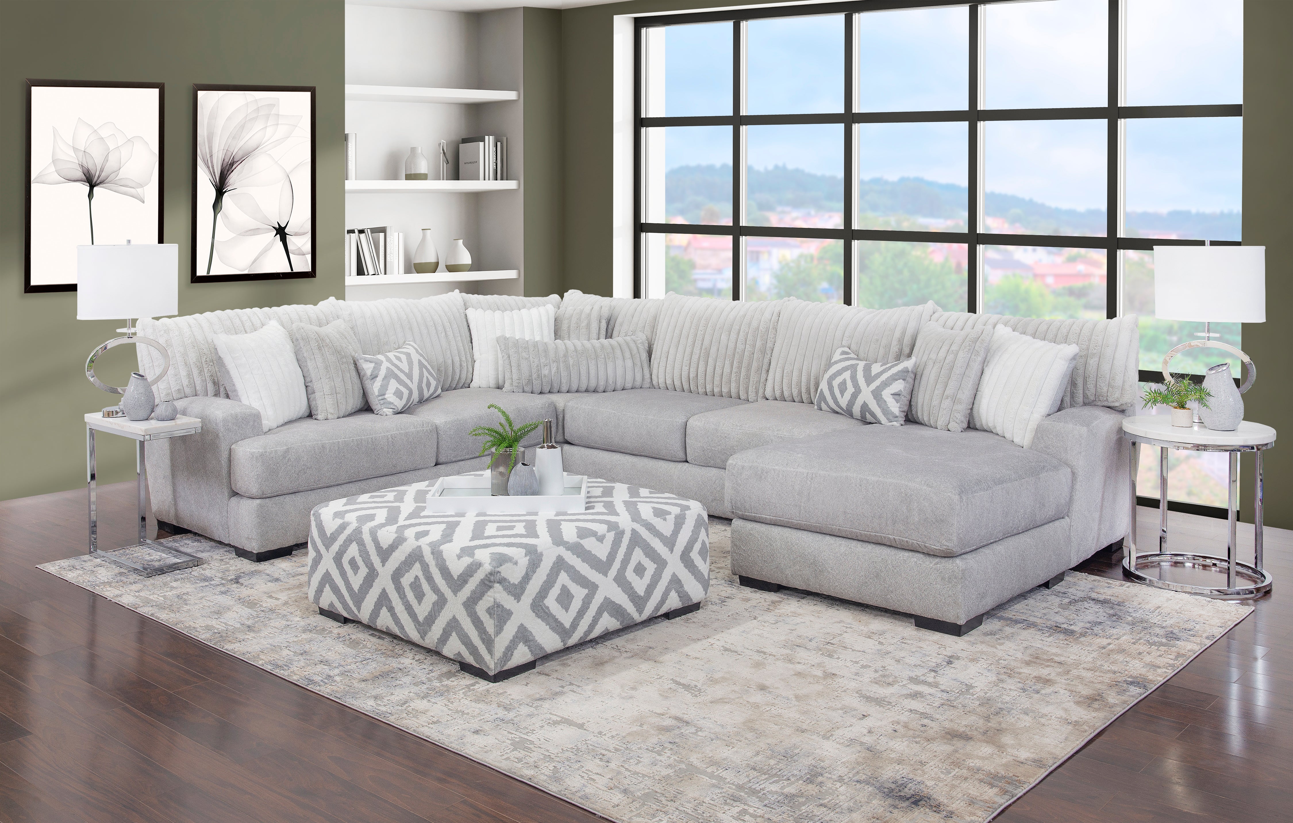 Oakley White 6 Piece Leather Sectional Sofa – Kane's Furniture