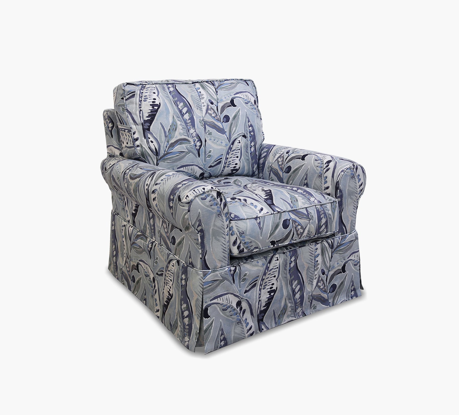 slipcovered swivel glider