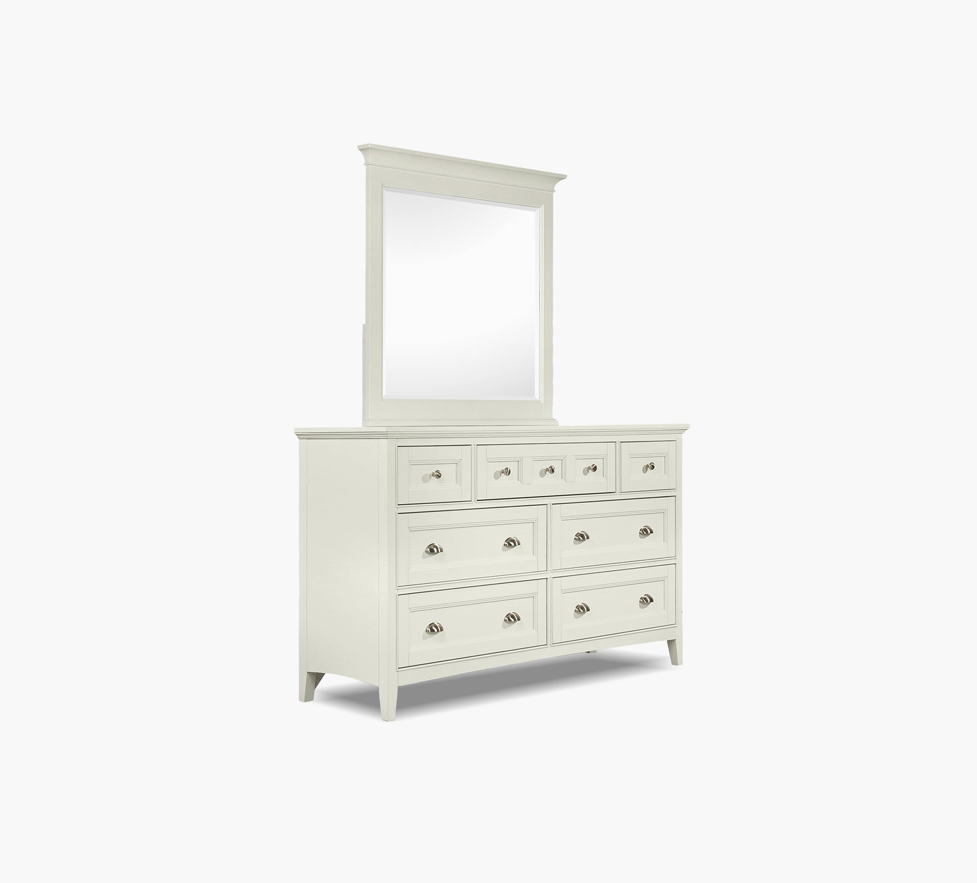 white dresser with mirror