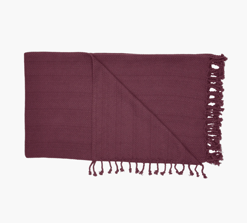 Burgundy Woven Cotton Throw 50 x 60