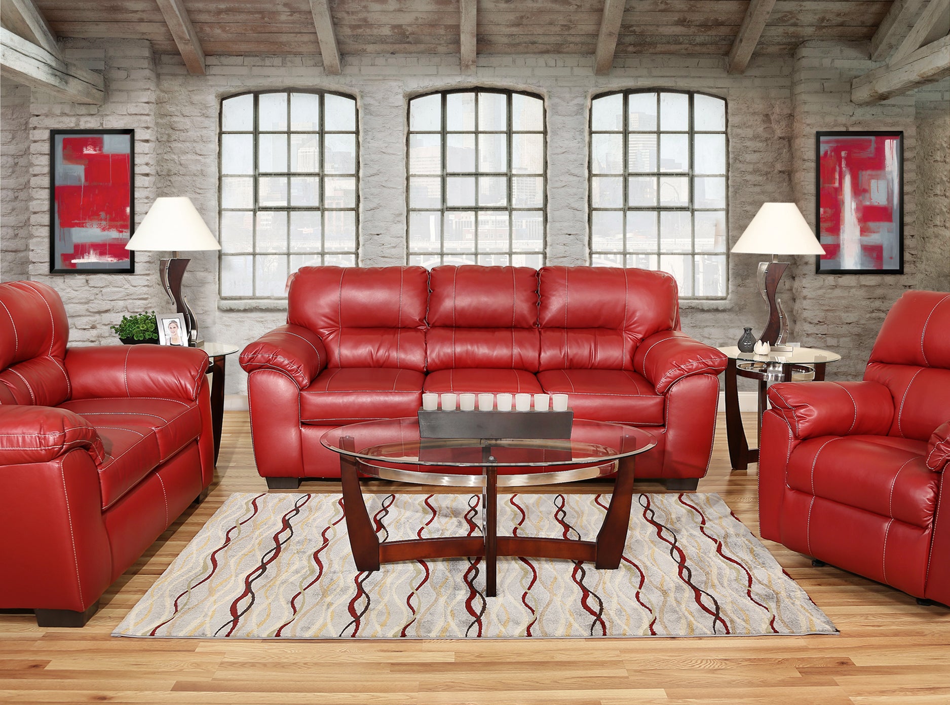 Austin Red 5 Piece Living Room