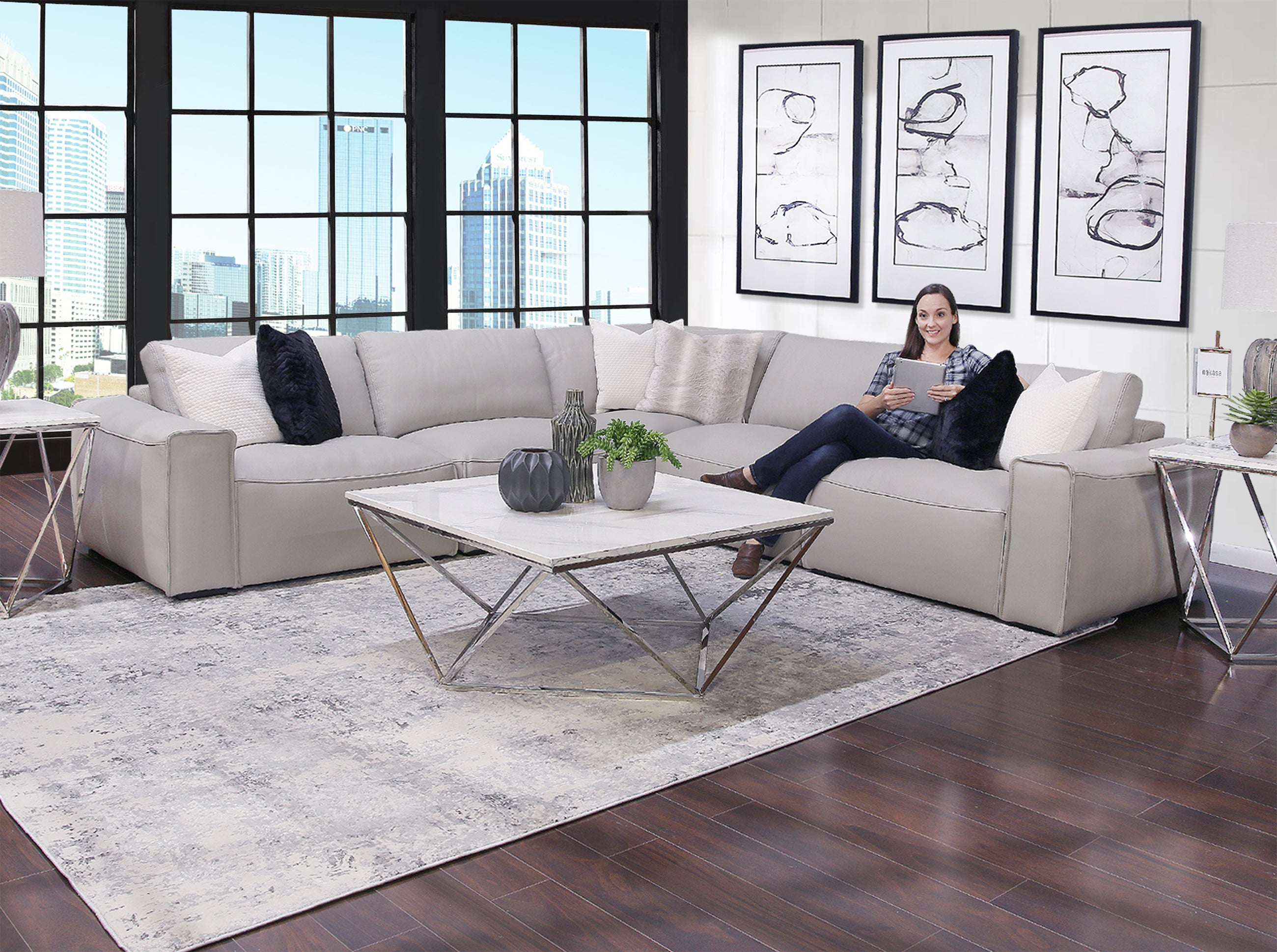 Bergamo 8 Piece Leather Living Room Kanes Furniture