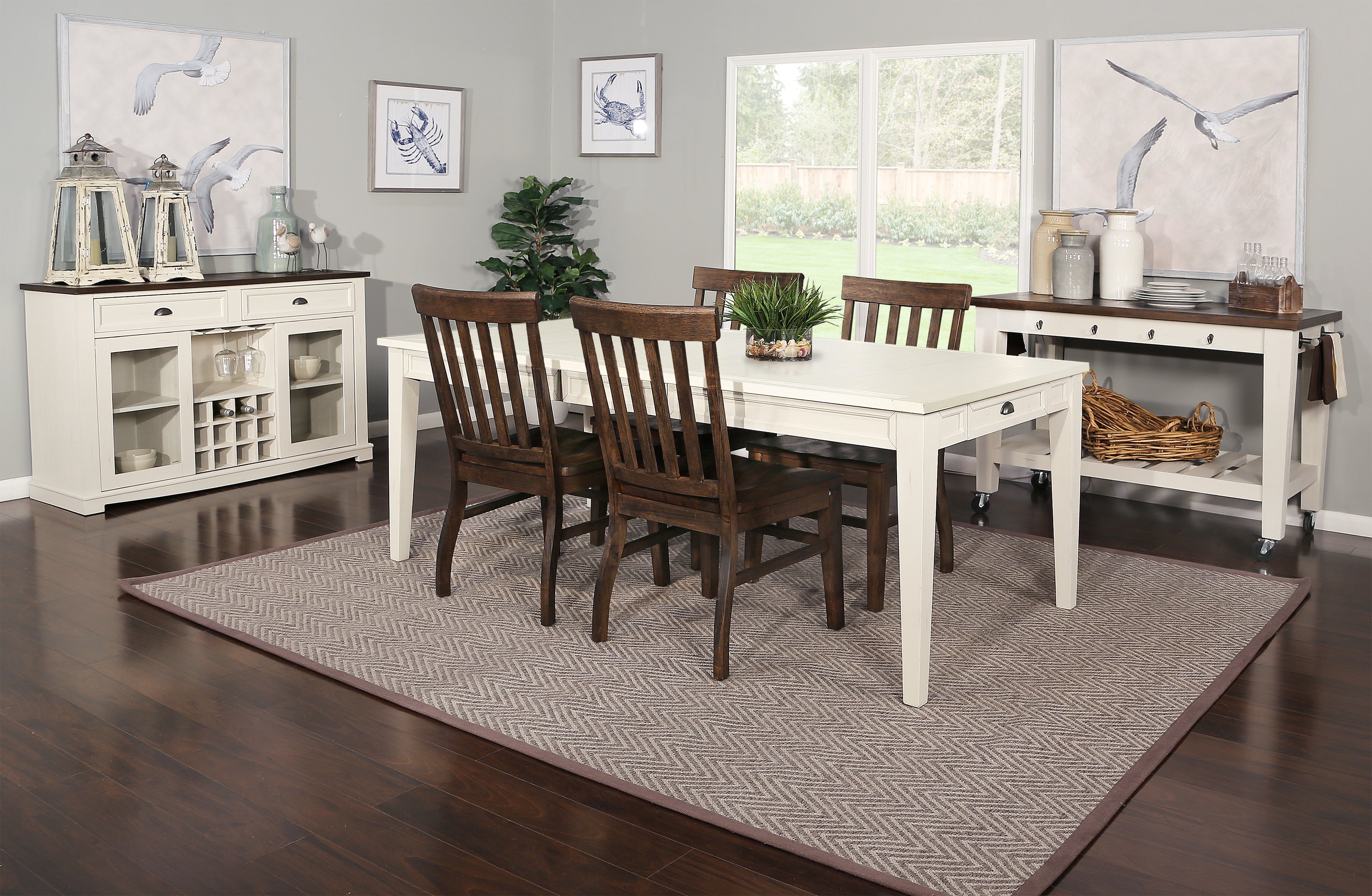 cayla 5 piece dining set with dark oak chairs