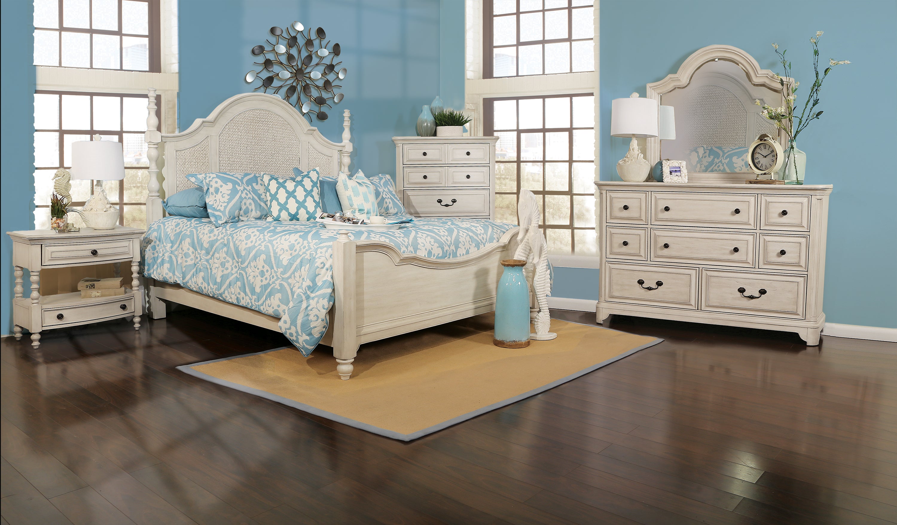 Centerport 5 Piece King Woven Poster Bedroom