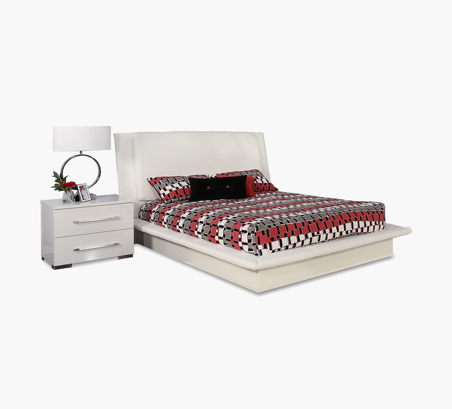 Dimora White 3 Piece King Upholstered Bed