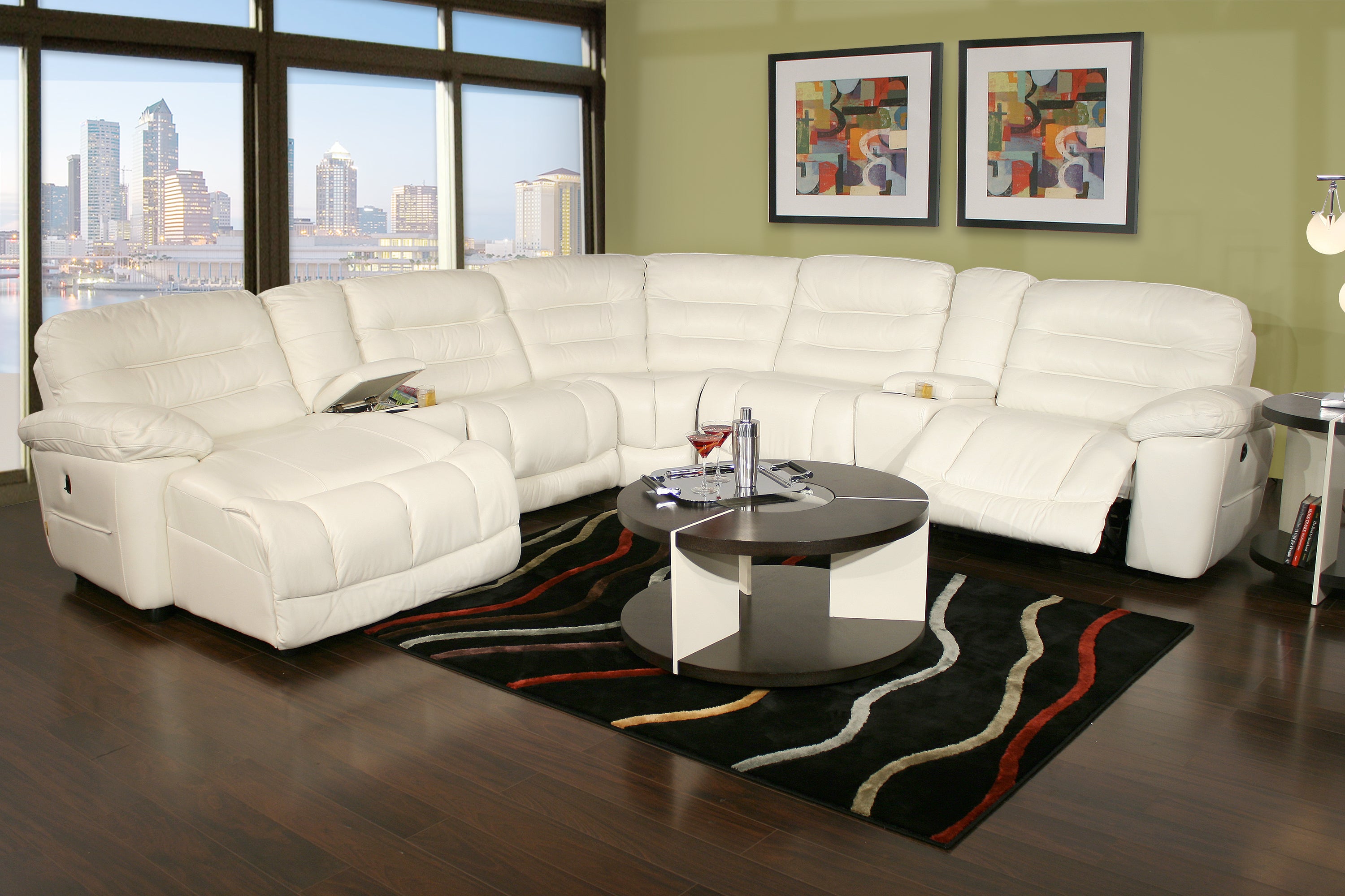 Expo Bone 7 Piece Power Reclining Leather Sectional Kane S Furniture