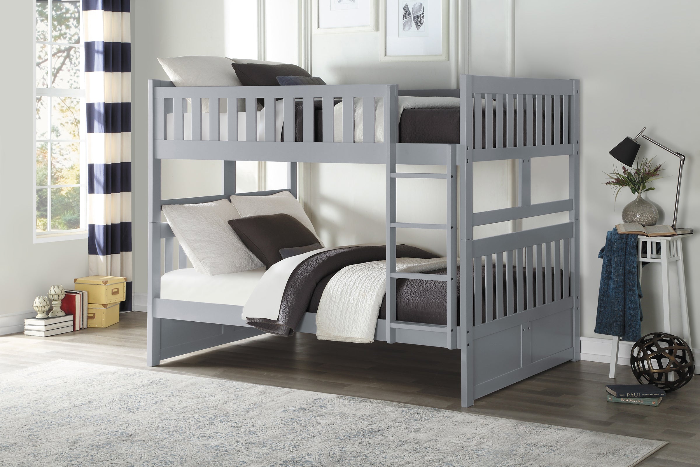 grey twin over full bunk bed