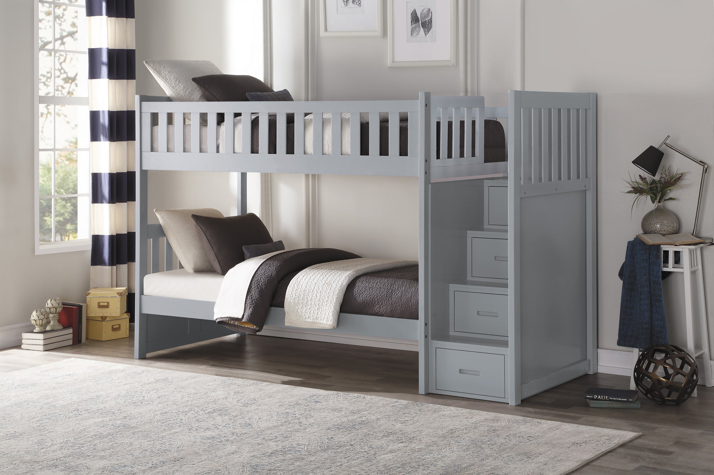 twin loft bed with steps