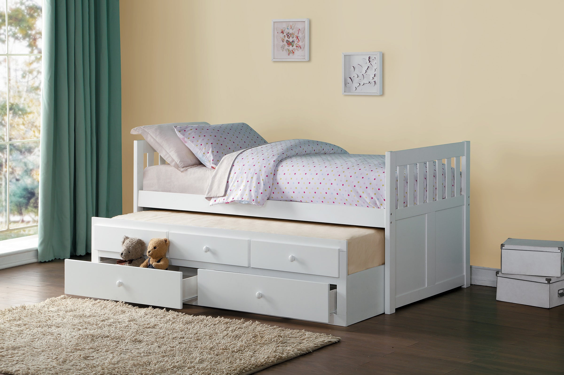 captains bed twin white