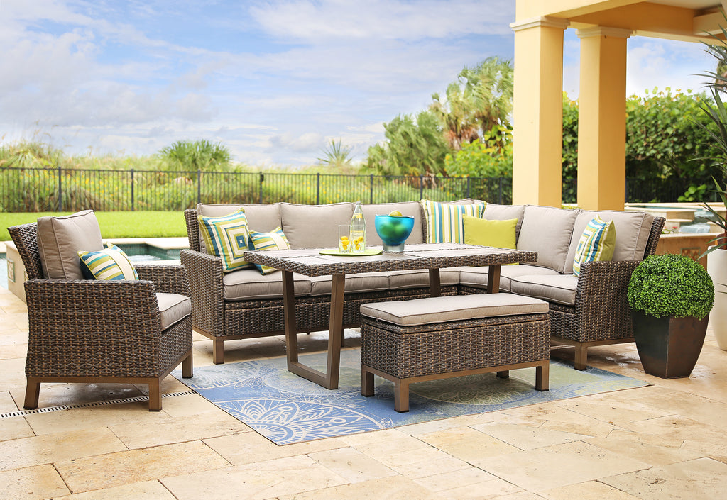 Laguna 4 Piece Outdoor Banquette Dining Set - Kane's Furniture