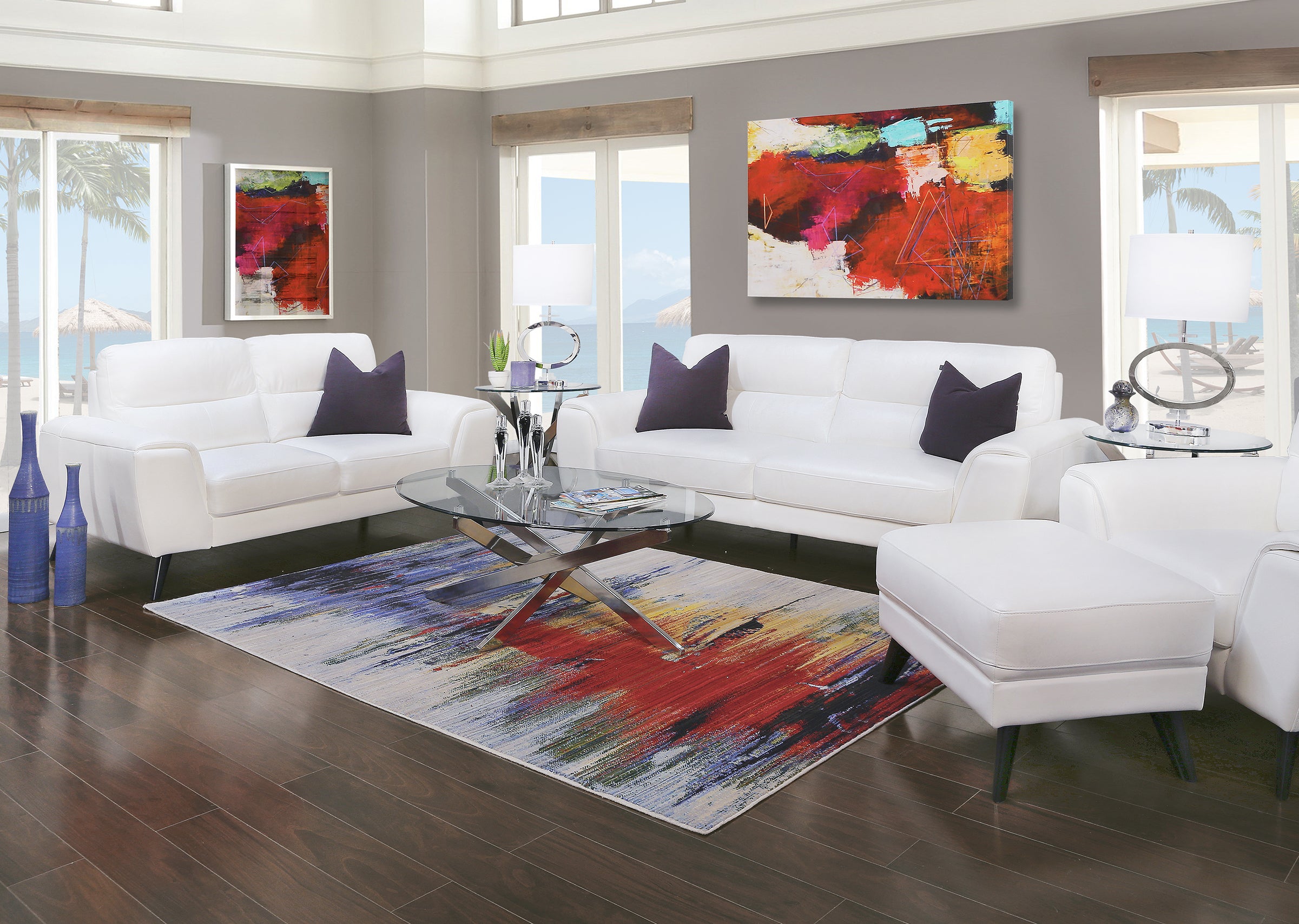 Morandi White 3 Piece Leather Living Room Kanes Furniture