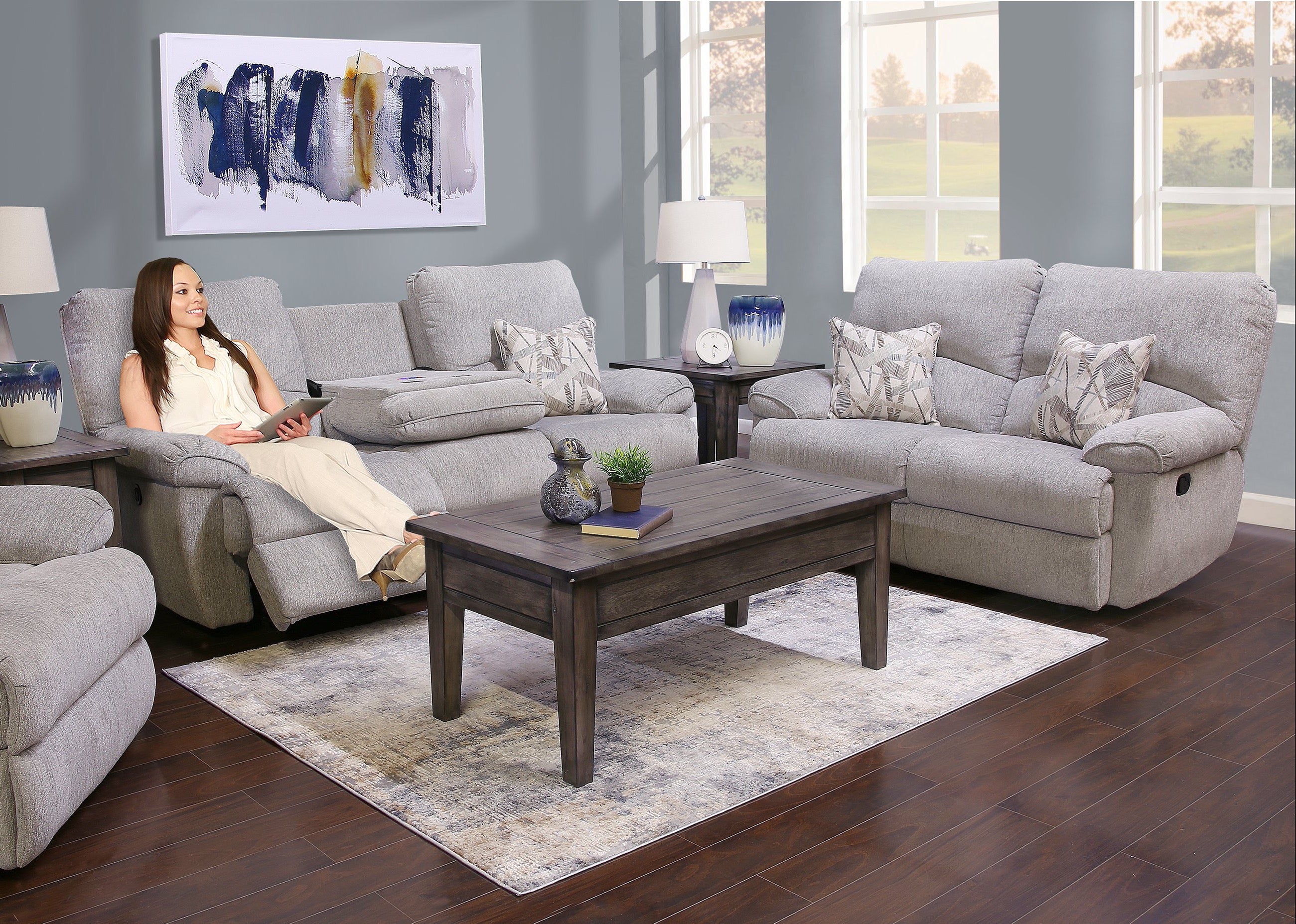 Oakley White 6 Piece Leather Sectional Sofa – Kane's Furniture