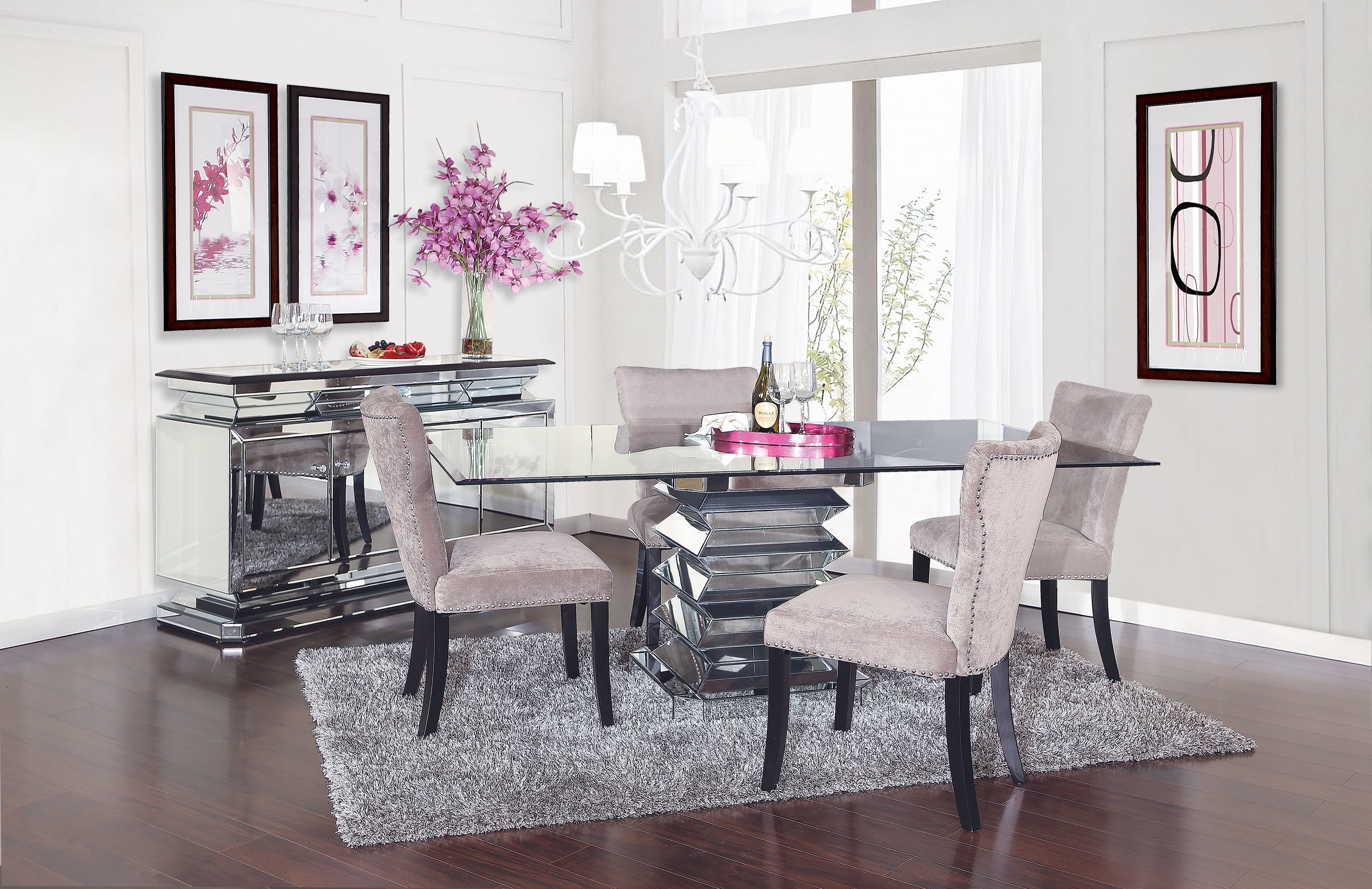 Prism 5 Piece Dining Set With Platinum Chairs Kanes Furniture