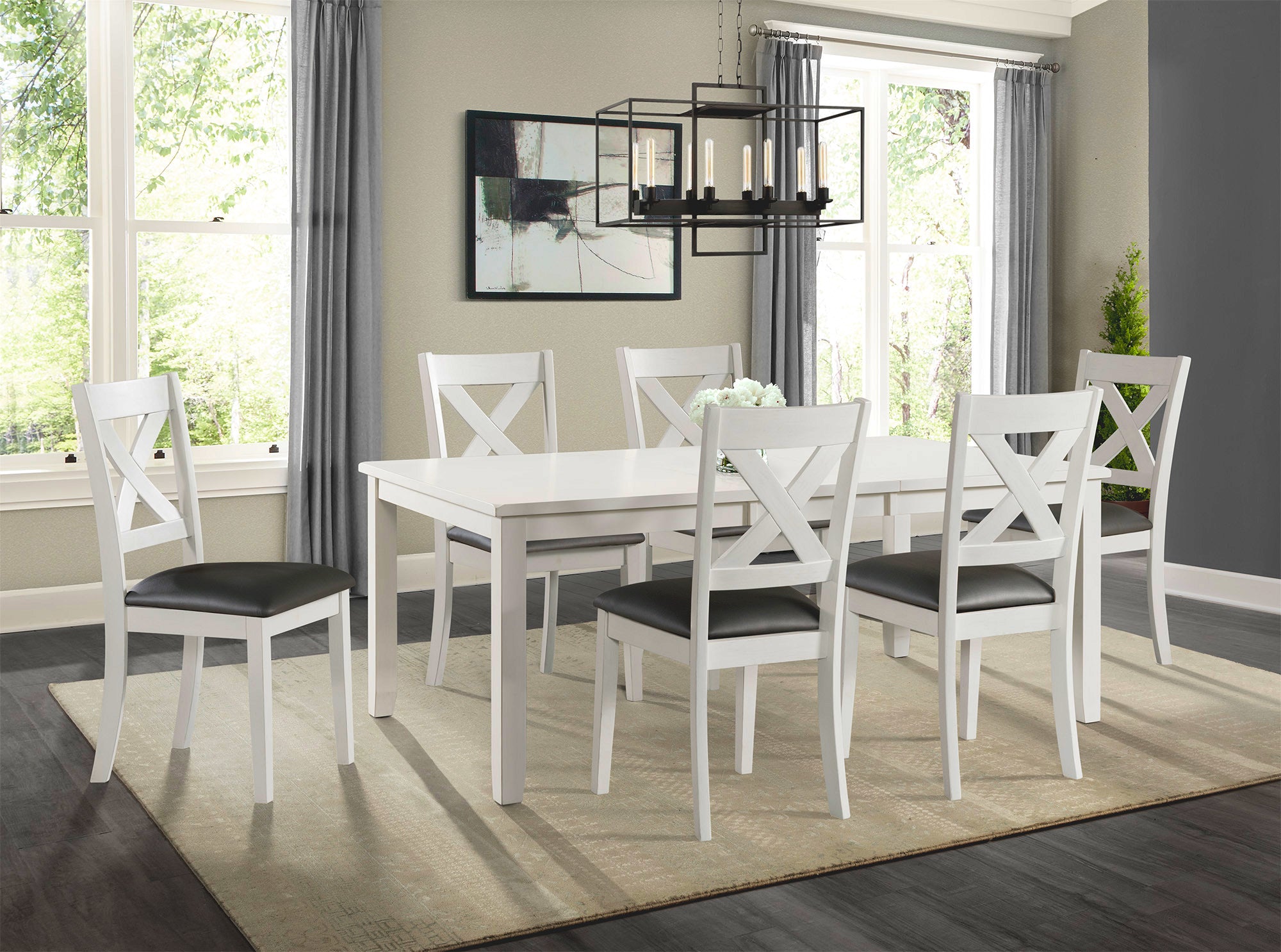 Rolex White 5 Piece Dining Set With X Back Chair Kanes Furniture
