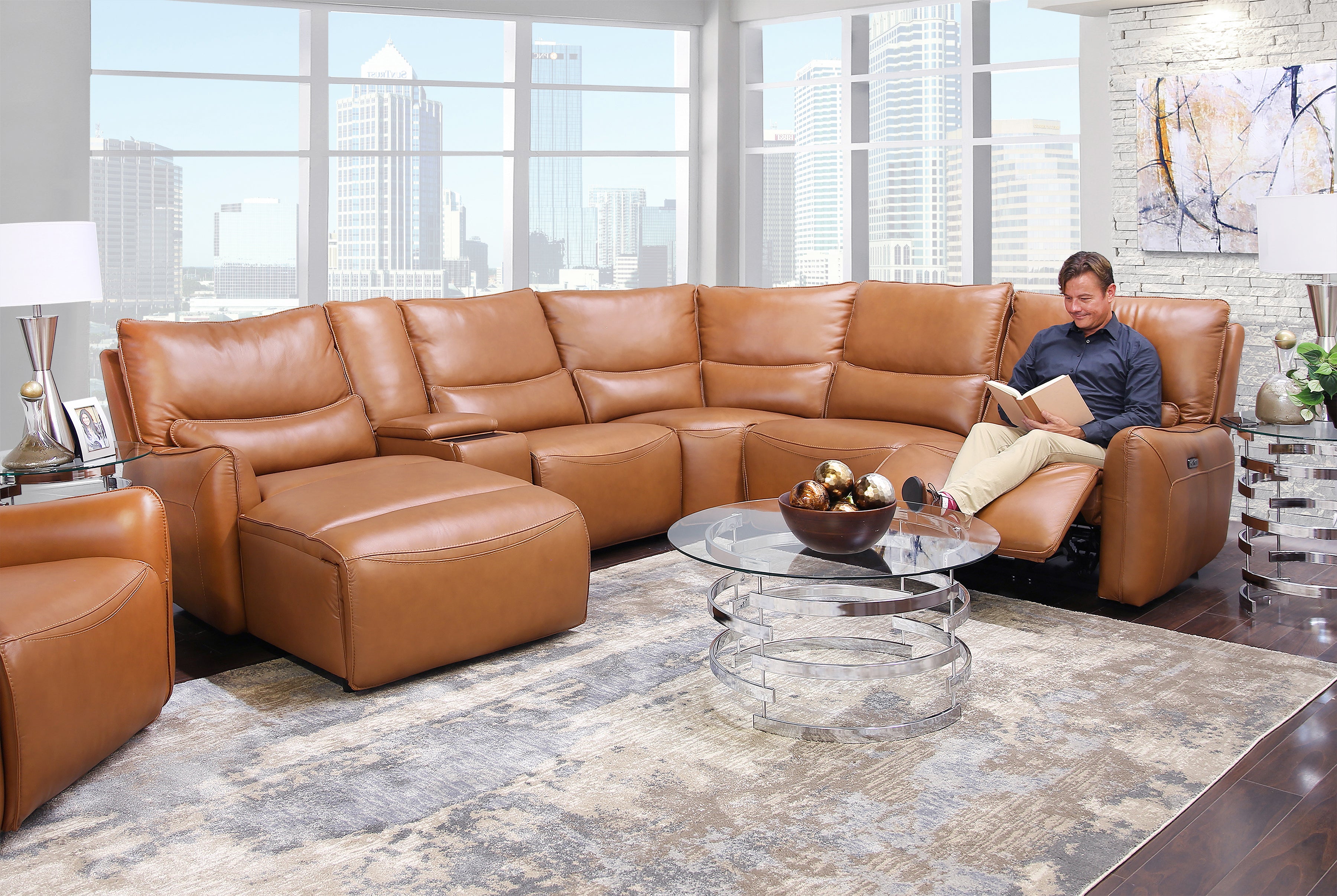 rust colored leather sectional sofa