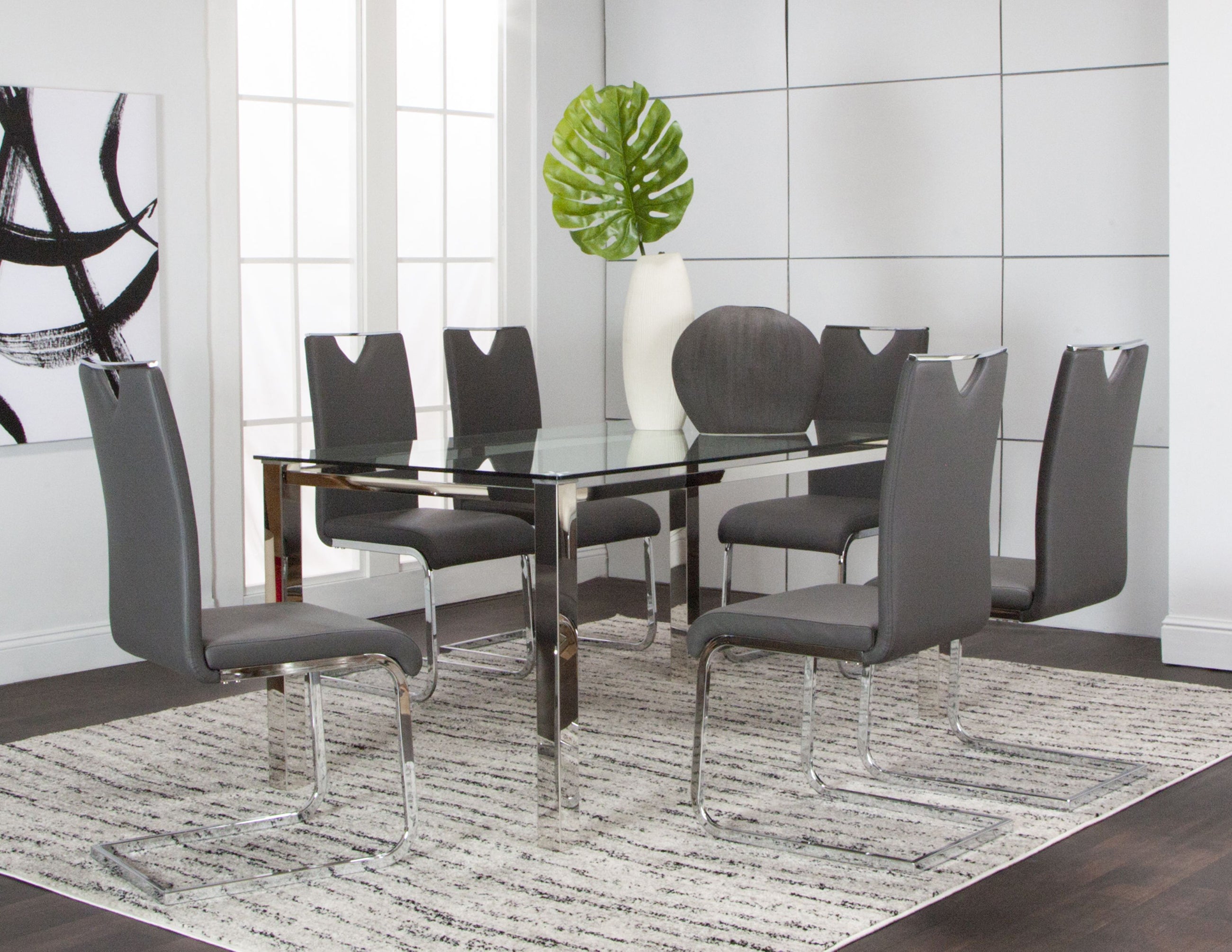 Skyline 5 Piece Dining Set With Grey Chairs Kanes Furniture