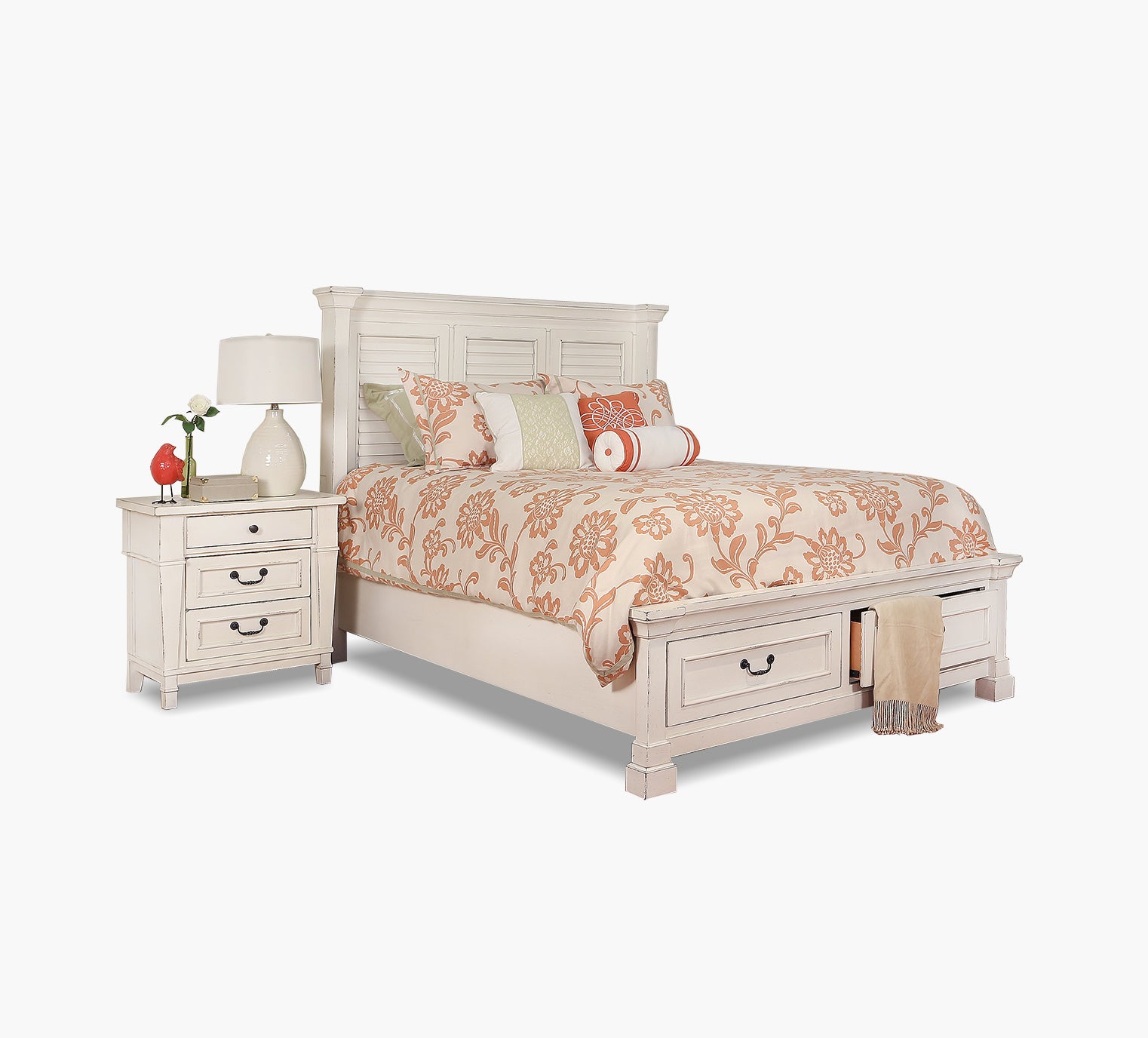 Stoney Creek White Queen Storage Bed