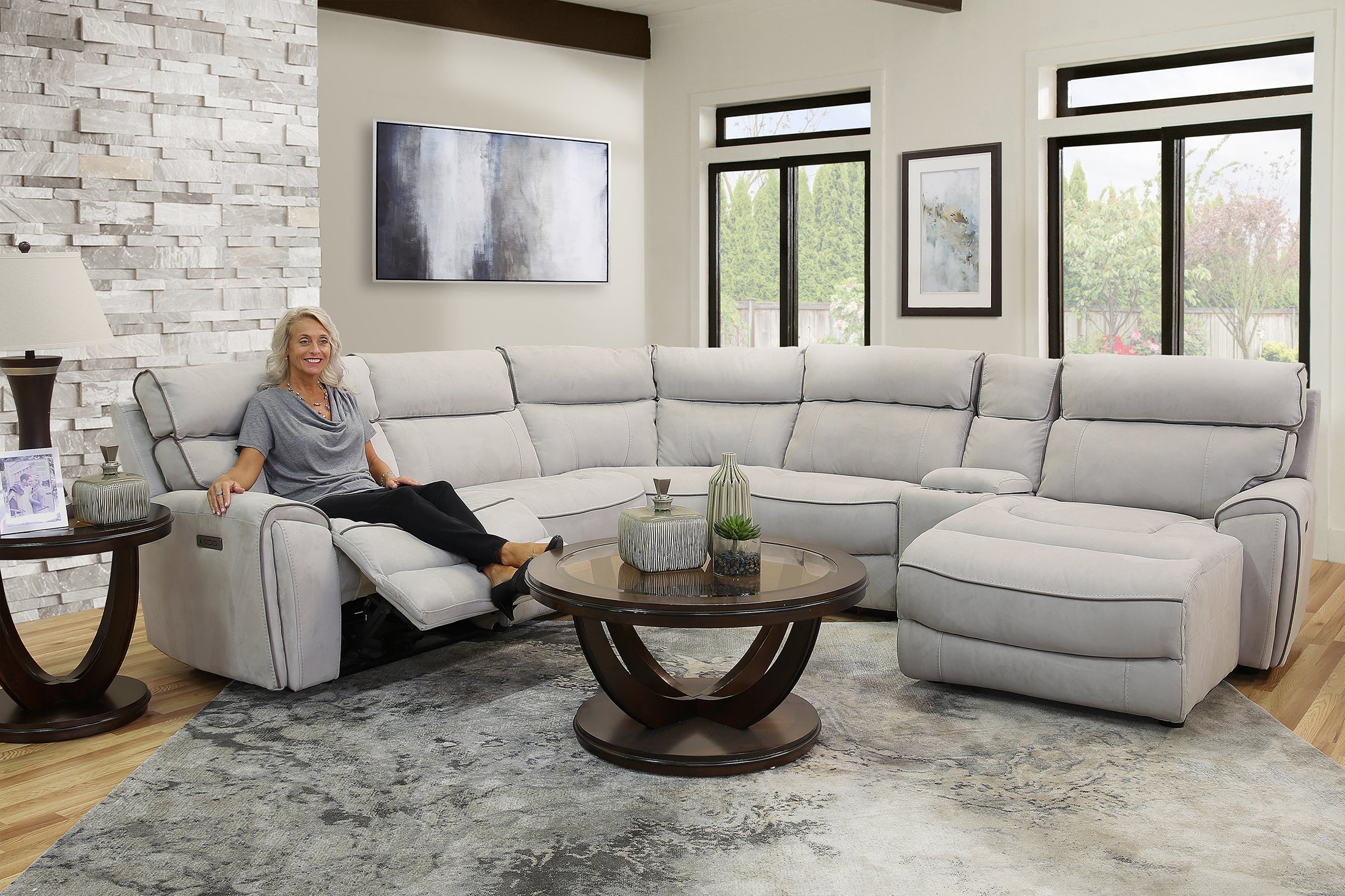 conway 6-pc leather power-reclining sectional sofa