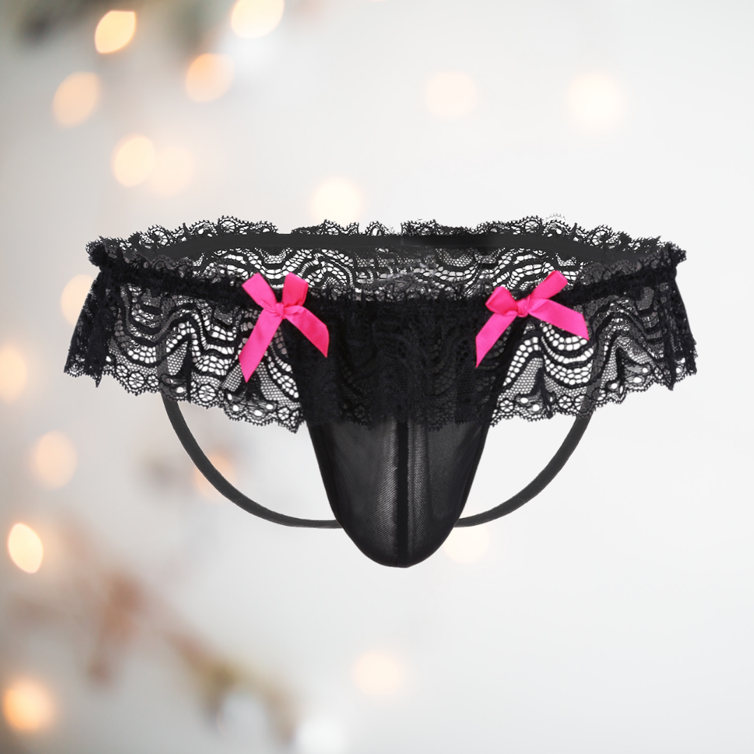 Lace Backless Panties With Pink Bow House Of Chastity 0454