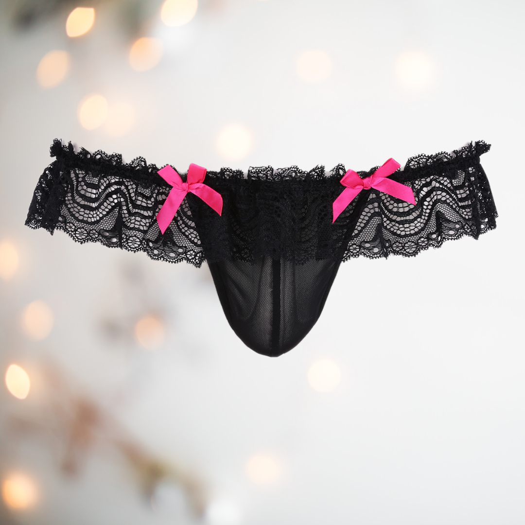 Lace Backless Panties With Pink Bow House Of Chastity 8005